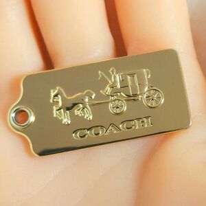 COACH New Gold Polished Metal Horse Carriage Hangtag Tag Fob